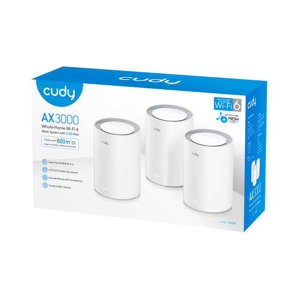 Picture of cudy AX3000 2.5G Mesh Wi-Fi 6 System, M3000 3-pack